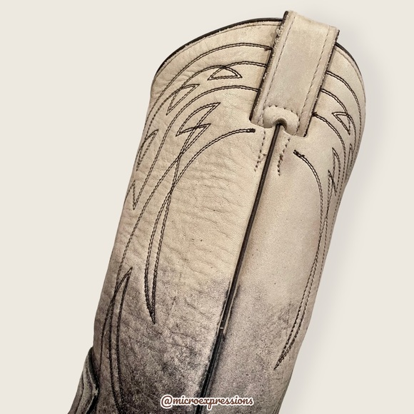 $499 Frye Billy Pull On Ombre Distressed Vintage Black White Western Cowboy Boot - Picture 9 of 13